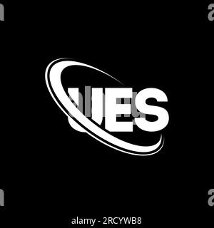 UES-Logo. UES-Brief. Logo mit UES-Buchstaben. Initialen UES-Logo, verbunden mit einem Kreis und einem Monogramm-Logo in Großbuchstaben. UES-Typografie für Technologie, Unternehmen Stock Vektor