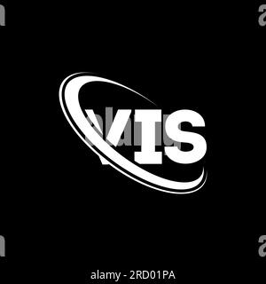 VIS-Logo. VIS-Brief. VIS-Logo. Initialen VIS-Logo, verbunden mit einem Kreis und einem Monogramm-Logo in Großbuchstaben. VIS-Typografie für Technologie, Geschäfte Stock Vektor