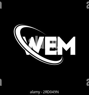 Wem-Logo. Wem-Brief. Wem-Logo. Initialen wem Logo verbunden mit Kreis und Monogramm-Logo in Großbuchstaben. Wem-Typografie für Technologie, Unternehmen Stock Vektor