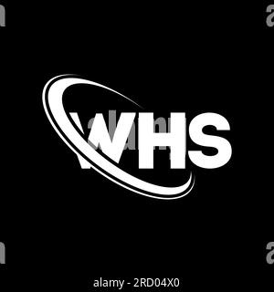 WHS-Logo. WHS-Brief. Logo mit WHS-Buchstaben. Initialen WHS-Logo, verbunden mit einem Kreis und einem Monogramm-Logo in Großbuchstaben. WHS-Typografie für Technologie, Geschäfte Stock Vektor