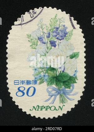 RUSSLAND KALININGRAD, 22. APRIL 2016: Von Japan gedruckter Stempel zeigt Blume, ca. 2012 Stockfoto