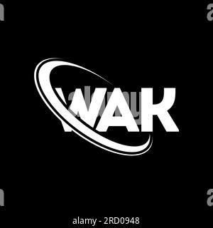 WAK-Logo. WAK-Brief. Logo mit WAK-Buchstaben. Initialen WAK-Logo, verbunden mit Kreis und Monogramm-Logo in Großbuchstaben. WAK-Typografie für Technologie, Unternehmen Stock Vektor