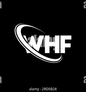 WHF-Logo. WHF-Buchstabe. Logo mit WHF-Buchstaben. Initialen WHF-Logo, verbunden mit einem Kreis und einem Monogramm-Logo in Großbuchstaben. WHF-Typografie für Technologie, Unternehmen Stock Vektor