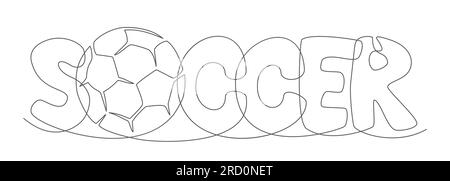 Fußball-Einlinienzeichnung isoliert auf weißem Hintergrund Stock Vektor