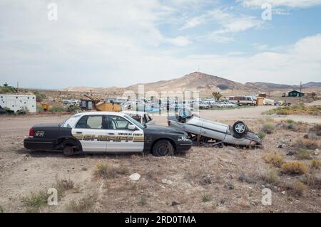 Goldfield, NV, USA. 08-14-2017. Goldgräberstadt in der Wüste Nevada Stockfoto