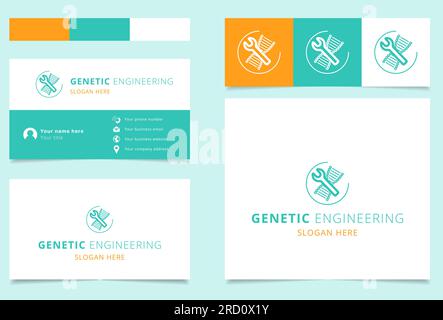 Gentechnik-Logo mit editierbarem Slogan. Branding-Buch und Visitenkartenvorlage. Stock Vektor