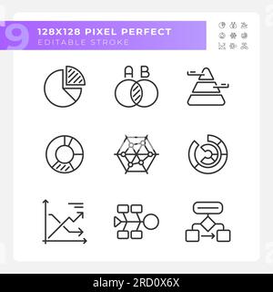 Lineare Symbole für Diagramm und Diagramm festgelegt Stock Vektor