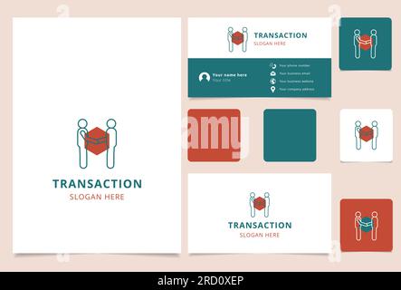 Transaktionslogo mit editierbarem Slogan. Branding-Buch und Visitenkartenvorlage. Stock Vektor