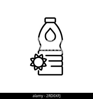 Sonnenblumenöl Glasflasche Farbe Linie Symbol Stock Vektor