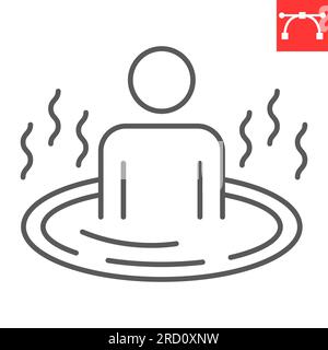 Symbol für heiße Badelinie, SPA und Relax, Relax in the Bath Vector icon, Vektorgrafiken, editierbares Konturzeichen, eps 10. Stock Vektor