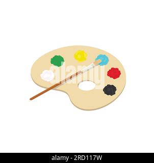 Flachfarbenvektor der Palette, isoliert auf weißem Hintergrund. Illustration Schulzubehör. Element für „Back to School“-Konzept. Element zum Zeichnen, Malen. Stock Vektor