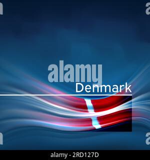 Hintergrund der dänischen Flagge. Abstrakte dänische Flagge am blauen Himmel. Nationales Weihnachtskartendesign. Business-Broschüren-Design. Staatsbanner, dänisches Poster Stock Vektor
