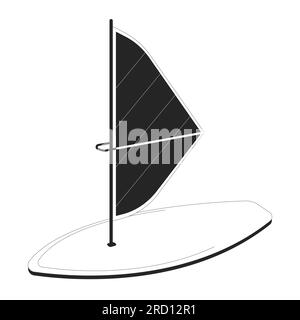 Flaches, monochromes isoliertes Vektorobjekt für Windsurfbretter Stock Vektor