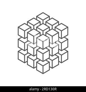 Optische Täuschung geometrischer 3D-Objekte. Vektordarstellung, 3D-Würfel-Idee. EPS 10 Stock Vektor