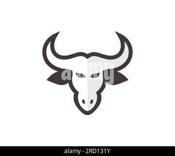 Minimalistisches Design mit „Cow“-/„Bull Head“-Silhouette. Buffalo Head, Cow Head Silhouette, Vektordesign und Illustration. Stock Vektor