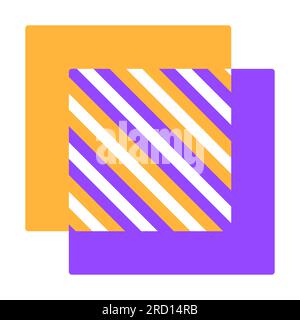 Design mit quadratischen, violetten und orangefarbenen Prospektelementen Stock Vektor