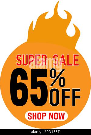 Super Sale Poster, Banner. Großer Verkauf, Freigabe. 65 % Rabatt. Vektordarstellung. Stock Vektor