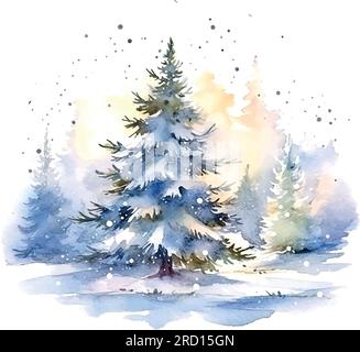 Schöner weihnachtsbaum Geschenke Aquarell, tolles Design für jeden Zweck. Weihnachtsgrußkartendesign. Symbol für neues Jahr. Stock Vektor