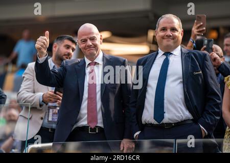 FIFA-Präsident Gianni Infantino und CONCAF-Präsident Victor Montagliani während des CONCACAF 2023 Gold Cup Finales zwischen Mexiko und Panama, Sonntag, J. Stockfoto