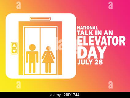 National Talk In An Elevator Day Vector Illustration. Juli 28. Geeignet für Grußkarten, Poster und Banner Stock Vektor