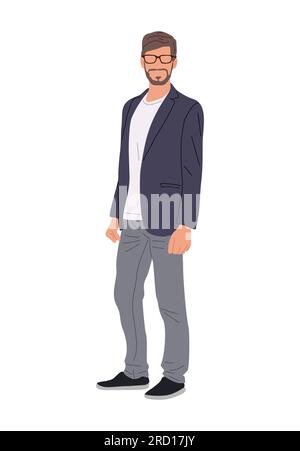 Ein glücklicher Geschäftsmann, der einen Vektor in voller Länge hat. Stock Vektor