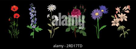 Sammlung verschiedener Blüten im Geburtsmonat Stock Vektor
