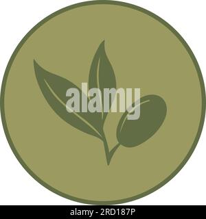 Olive Branch Emblem in runder Form, isoliert auf weißem Hintergrund. Vektordarstellung Stock Vektor