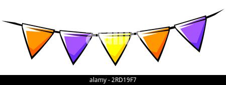 Frohe Halloween-Flaggen. Partyeinladung mit farbiger Girlande. Stock Vektor