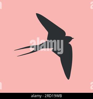 Fliegende Martin-Vogelsilhouette auf pinkfarbenem Hintergrund. Vektordarstellung Stock Vektor