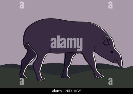 Handgezogenes Tapir-Tier. Exotischer Tierhintergrund. Vektordarstellung Stock Vektor