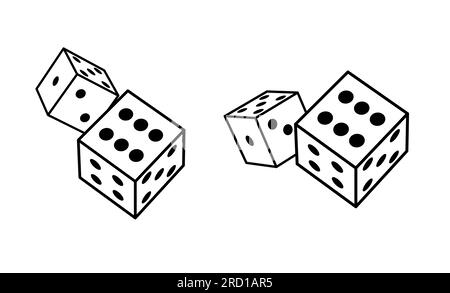 Würfelliniensymbol. Symbol für die Hilfslinie für Casino-Würfel-Vektor-Glücksspiel. Stock Vektor