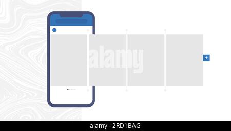 Design-Konzept für soziale Medien. Smartphone mit Schnittstelle Karussell-Post in sozialen Netzwerken. Stock Vektor