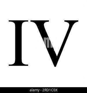 Römisches Symbol Nummer 4 isoliert auf weißem Hintergrund Stock Vektor