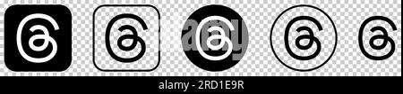 Thread Logos Kollektion. Editorial Vektorsymbole isoliert auf transparentem Hintergrund Stock Vektor