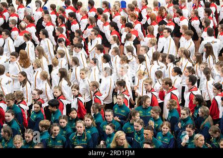 World Jump Rope Championships, Colorado Springs, Colorado, USA. 17. Juli 2023. Bei der Eröffnungszeremonie versammeln sich 1200 Athleten aus 27 Ländern: Casey B. Gibson/Alamy Live News Stockfoto