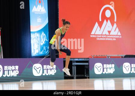 World Jump Rope International Open, Colorado Springs, Colorado, USA. 17. Juli 2023. Jordan Smith aus Australien nimmt am Single Rope Individual Freestyle Credit Teil: Casey B. Gibson/Alamy Live News Stockfoto