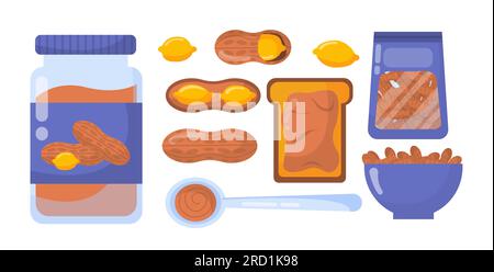 Erdnussbutter mit Produkten Stock Vektor