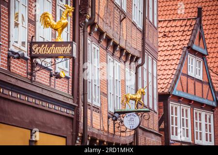 Geografie / Reise, Deutschland, Niedersachsen, Stade, historische Häuser in der Hoekerstraße in Stade, ZUSÄTZLICHE-RECHTE-FREIGABE-INFO-NICHT-VERFÜGBAR Stockfoto