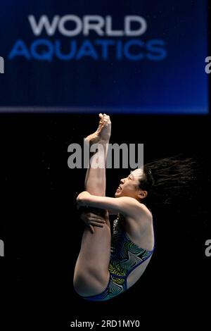Fukuoka, Japan. 18. Juli 2023. Matsuri Arai aus Japan nimmt am 18. Juli 10m 2023 im Präfekturpool Fukuoka in Fukuoka (Japan) an der „Platworm Women Preliminary“ 20. der Aquatics World Championships Teil. Kredit: Insidefoto di andrea staccioli/Alamy Live News Stockfoto