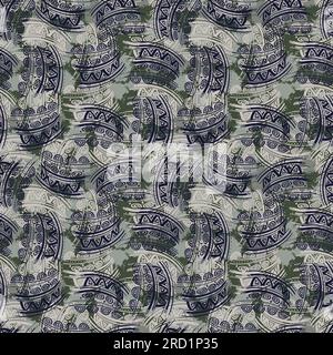 Nahtloses Camoe Ätnic Green-Muster Stockfoto