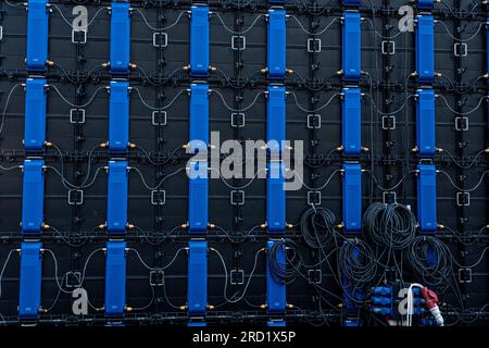 Großer Bildschirm Bildschirm Anzeigengruppe LED-Panels Rückansicht Stockfoto