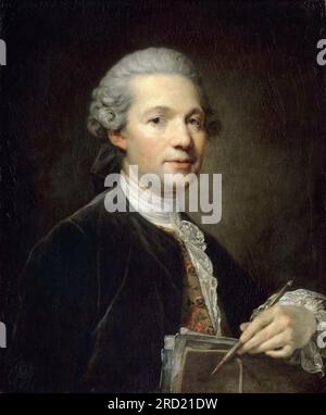 Jean-Baptiste Greuze -- Porträt eines Künstlers (Porträt des Architekten Ange-Jacques Gabriel; Selbstporträt) Stockfoto