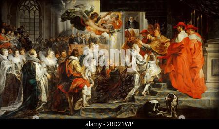 Rubens, Medici-Galerie, 1622-24 - Krönung von Mary Medici 394х727 Stockfoto