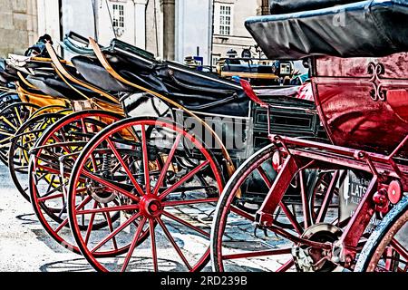 Fiaker in Salzburg, Österreich; Fiaker in Salzburg, Österreich Stockfoto