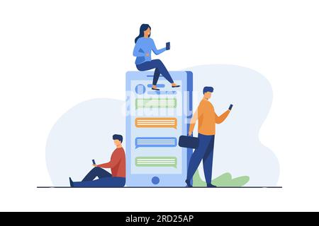 Gruppe von Personen, die sich per Telefon miteinander chatten Stock Vektor