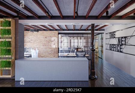 Moderne Loft-Büroeinrichtung Stockfoto