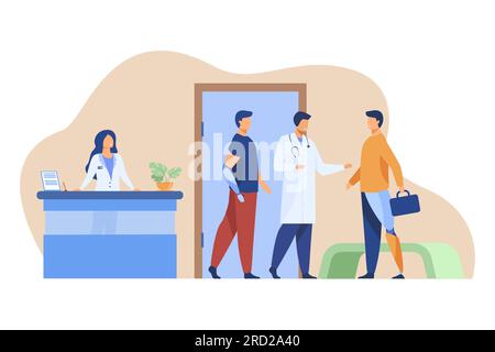 Arzt untersucht Patienten mit künstlichen Gliedmaßen Stock Vektor