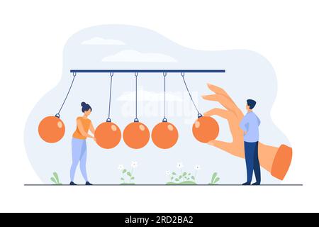 Winzige Menschen stehen neben dem Pendel Stock Vektor