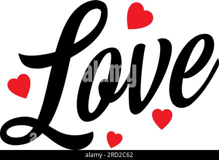Wunderschöner Typografiehintergrund mit dem handgezeichneten Wort "Liebe". Handgefertigte Vektorkalligraphie Stock Vektor
