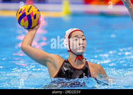 Fukuoka, Japan. 18. Juli 2023. FUKUOKA, JAPAN - JULI 18: Yumi Arima von Japan während der Wasserpolo-Weltmeisterschaft 2023 zwischen Japan und Ungarn am 18. Juli 2023 in Fukuoka, Japan (Foto: Albert Ten Hove/Orange Pictures). Kredit: Orange Pics BV/Alamy Live News Stockfoto